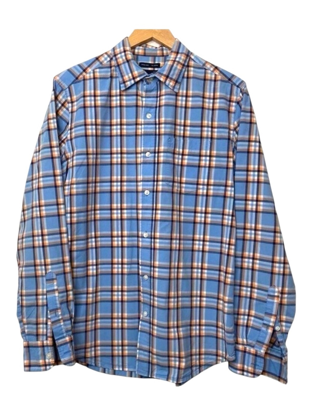 Gap 1969 button down shirt long sleeve plaid blue and white 100% cotton Medium